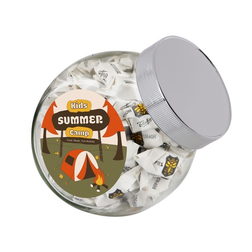 Medium glazen pot, gevuld met snoep