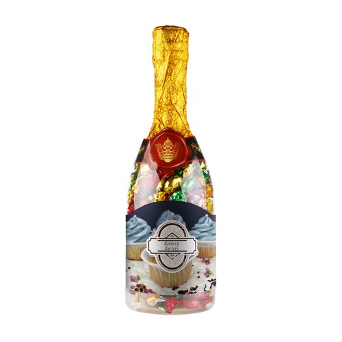 Champagnefles met metallic sweets