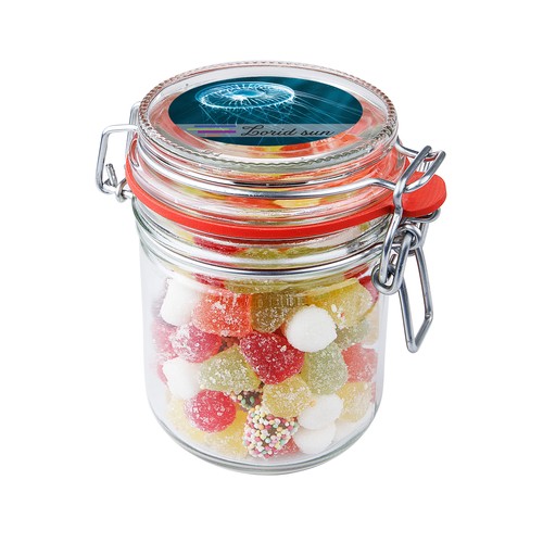 Weckpotje 0,4 liter, gevuld met snoep
