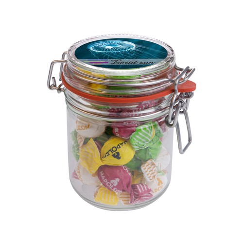 Weckpotje 0,4 liter, gevuld met snoep