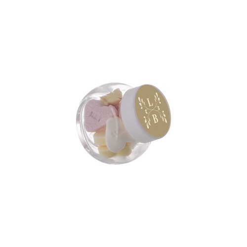 Micro glazen potje 50 ml, gevuld met snoep