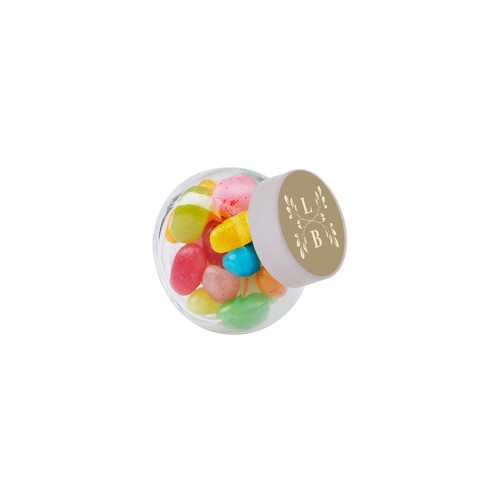 Micro glazen potje 50 ml, gevuld met snoep