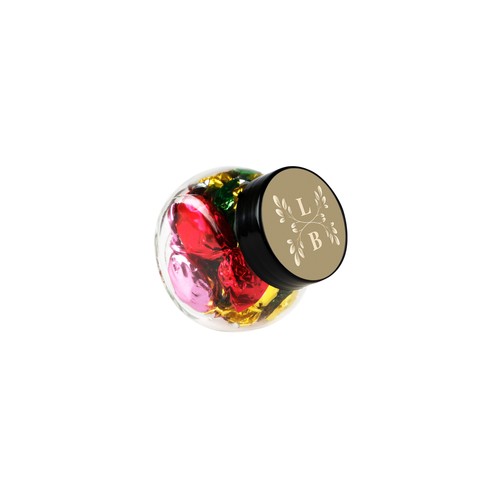 Micro glazen potje 50 ml, gevuld met snoep