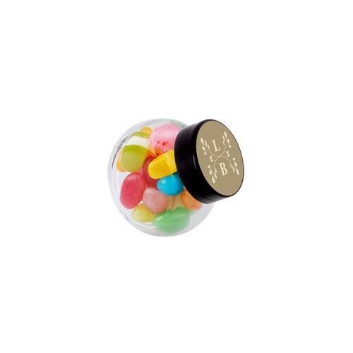 Micro glazen potje 50 ml, gevuld met snoep