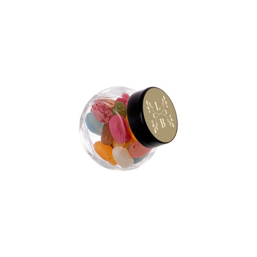 Micro glazen potje 50 ml, gevuld met snoep