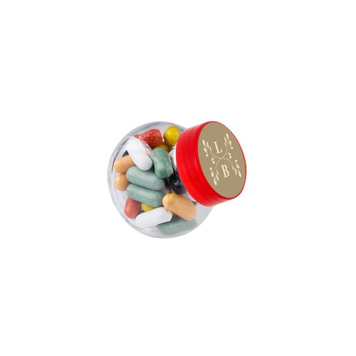 Micro glazen potje 50 ml, gevuld met snoep