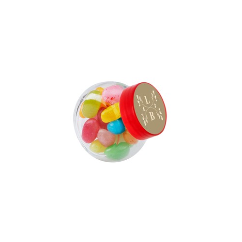Micro glazen potje 50 ml, gevuld met snoep