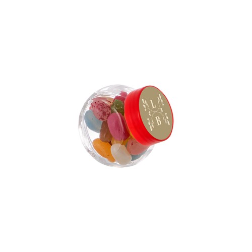 Micro glazen potje 50 ml, gevuld met snoep