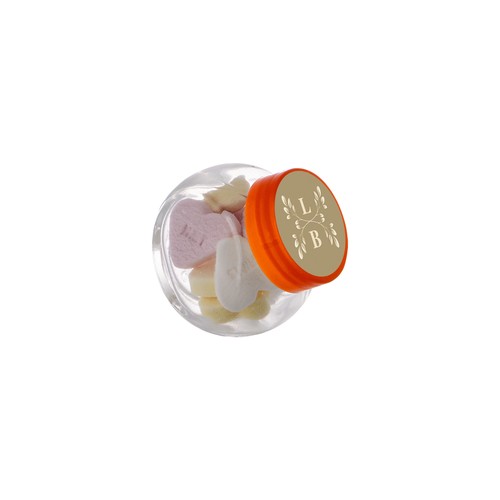 Micro glazen potje 50 ml, gevuld met snoep