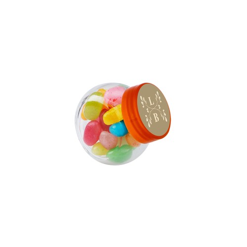 Micro glazen potje 50 ml, gevuld met snoep
