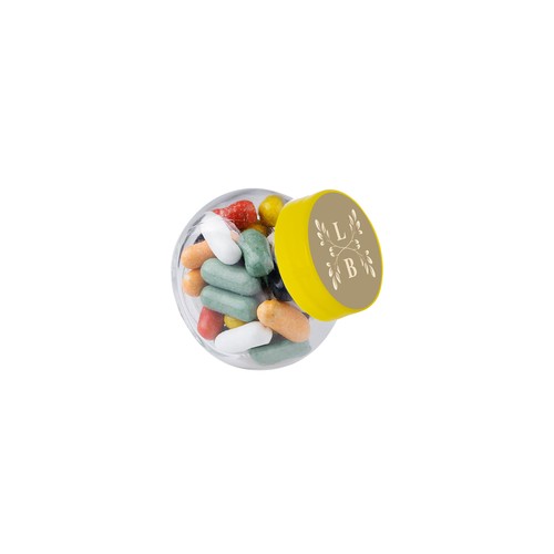 Micro glazen potje 50 ml, gevuld met snoep