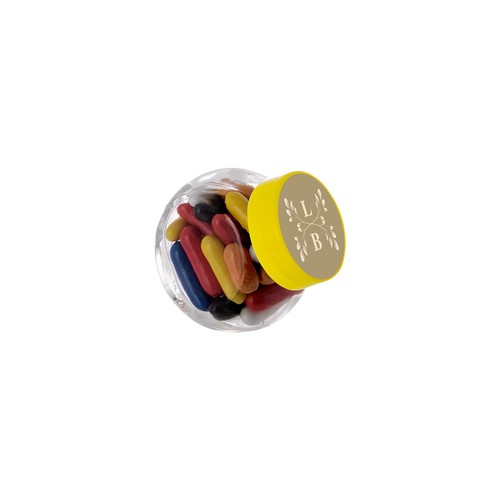 Micro glazen potje 50 ml, gevuld met snoep