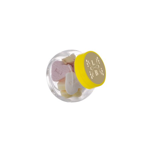 Micro glazen potje 50 ml, gevuld met snoep