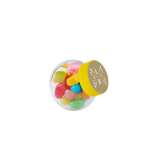 Micro glazen potje 50 ml, gevuld met snoep