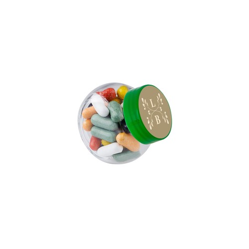 Micro glazen potje 50 ml, gevuld met snoep
