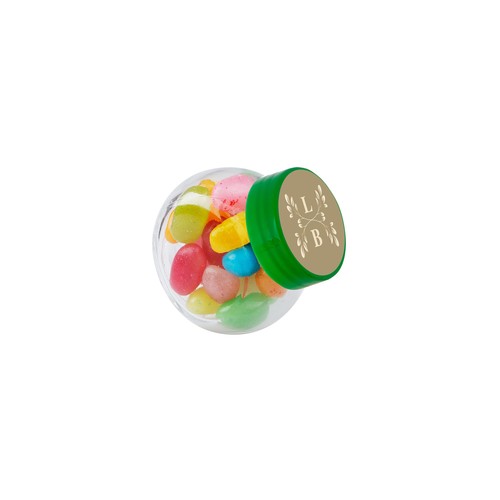 Micro glazen potje 50 ml, gevuld met snoep