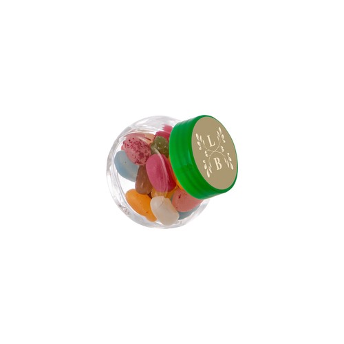 Micro glazen potje 50 ml, gevuld met snoep