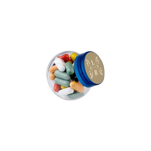 Micro glazen potje 50 ml, gevuld met snoep