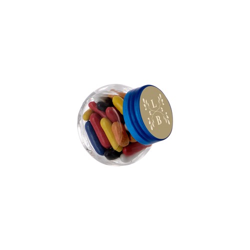 Micro glazen potje 50 ml, gevuld met snoep