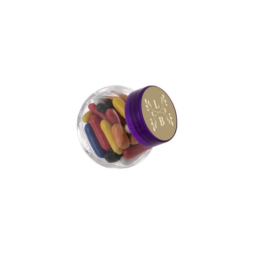 Micro glazen potje 50 ml, gevuld met snoep