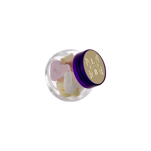 Micro glazen potje 50 ml, gevuld met snoep
