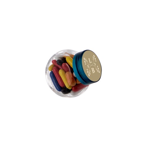 Micro glazen potje 50 ml, gevuld met snoep