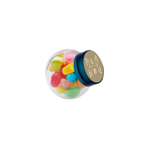 Micro glazen potje 50 ml, gevuld met snoep
