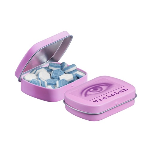 Mini scharnierblikje gevuld met pepermunt