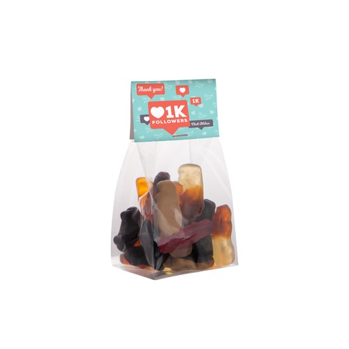 Blokzakje met kopkaartje en 100 gram snoep
