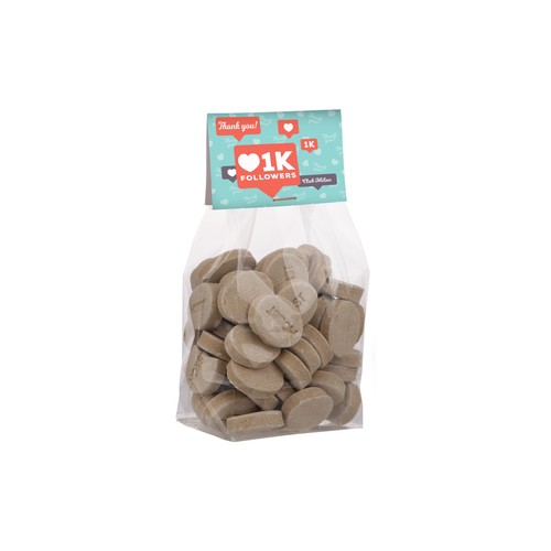 Blokzakje met kopkaartje en 150 gram snoep