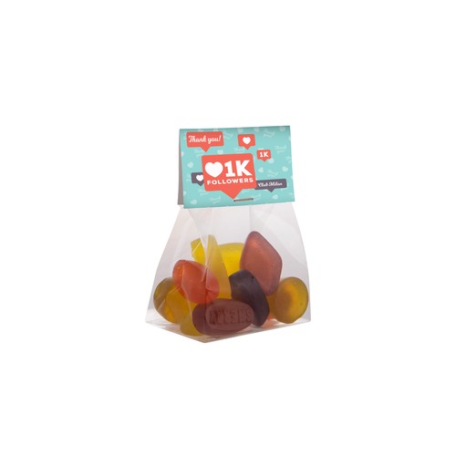 Blokzakje met kopkaartje en 50 gram snoep