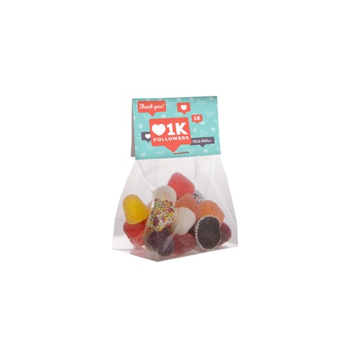 Blokzakje met kopkaartje en 50 gram snoep