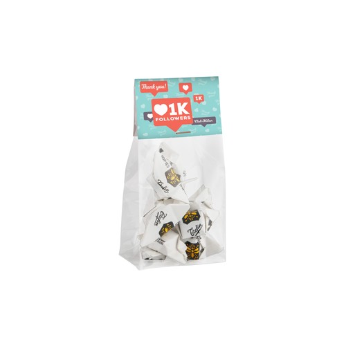 Blokzakje met kopkaartje en 50 gram snoep