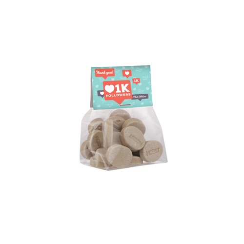 Blokzakje met kopkaartje en 50 gram snoep