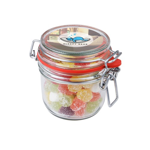 Weckpotje 0,25 liter, gevuld met snoep