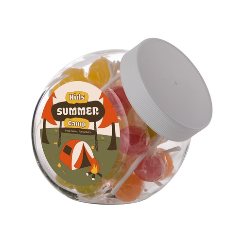 Medium glazen pot, gevuld met snoep