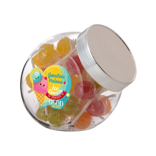 Medium glazen pot, gevuld met snoep
