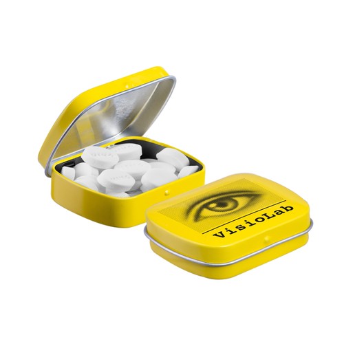 Mini scharnierblikje gevuld met pepermunt