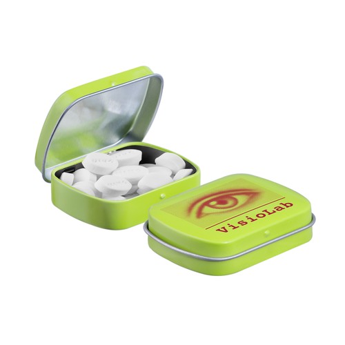 Mini scharnierblikje gevuld met pepermunt