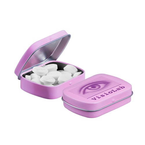 Mini scharnierblikje gevuld met pepermunt