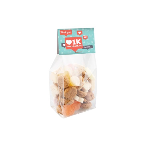 Blokzakje met kopkaartje en 100 gram snoep