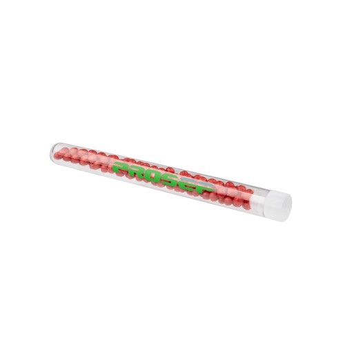 Reageerbuisje met gekleurde crispy parels