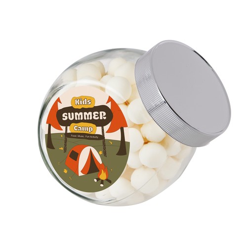 Medium glazen pot, gevuld met snoep