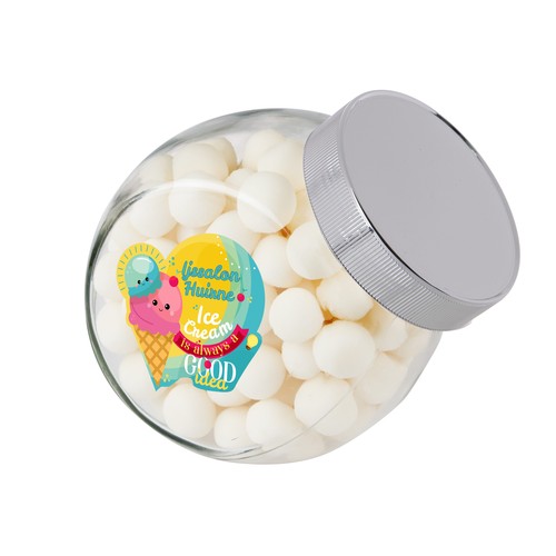 Medium glazen pot, gevuld met snoep