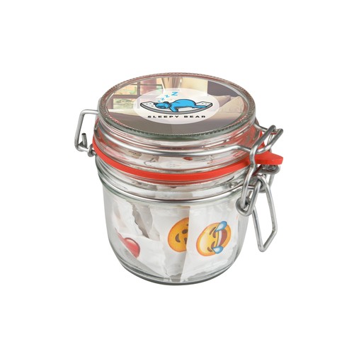 Weckpotje 0,25 liter, gevuld met snoep