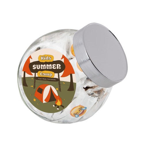 Medium glazen pot, gevuld met snoep