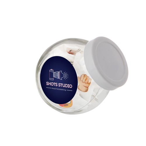 Mini glazen potje 0,2 liter, gevuld met snoep