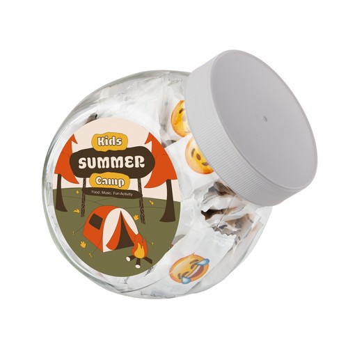 Medium glazen pot, gevuld met snoep
