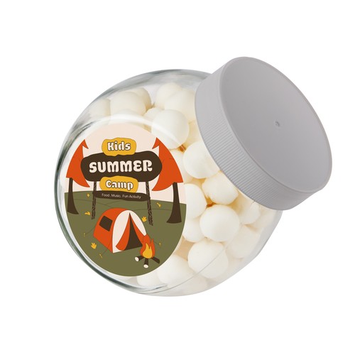 Medium glazen pot, gevuld met snoep