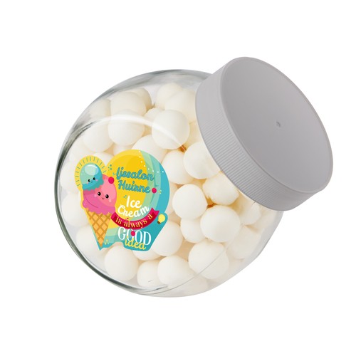 Medium glazen pot, gevuld met snoep